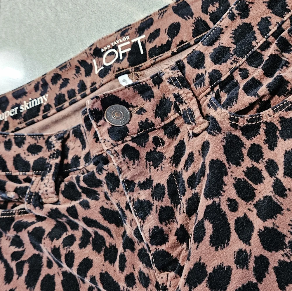Sold** LOFT Ann Taylor Women's Leopard Print Jeans - Brown and Black